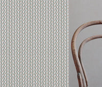 Light Green Abstract Linen Curtain Fabric - Kirabe Sage-WHT - White base fabric.