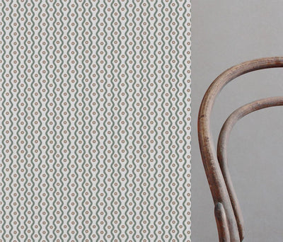 Light Green Abstract Linen Curtain Fabric - Kirabe Sage-WHT - White base fabric.