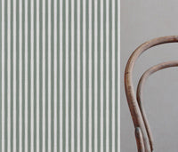 Light Green Striped Linen Curtain Fabric - Lisabella Sage-WHT - White base fabric.