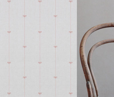 Pink Striped Linen Curtain Fabric - Mimmi Dusty Pink-WHT - White base fabric.