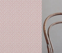 Pink Abstract Linen Curtain Fabric - Unica Dusty Pink-WHT - White base fabric.