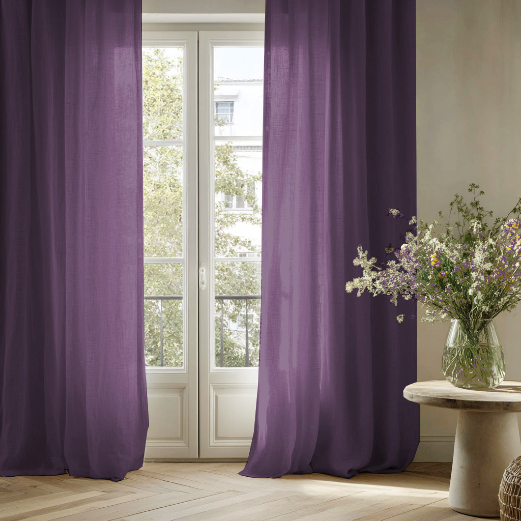 Purple Linen Curtains - Linnea Plum