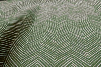 Lulu Emerald - White fabric with Green Print. Abstract Print, Linen Mix
