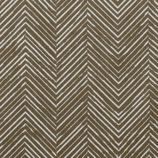 Lulu Umber - White fabric with Brown Print. Abstract Print, Linen Mix