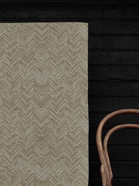 Lulu Umber - White fabric with Brown Print. Abstract Print, Linen Mix