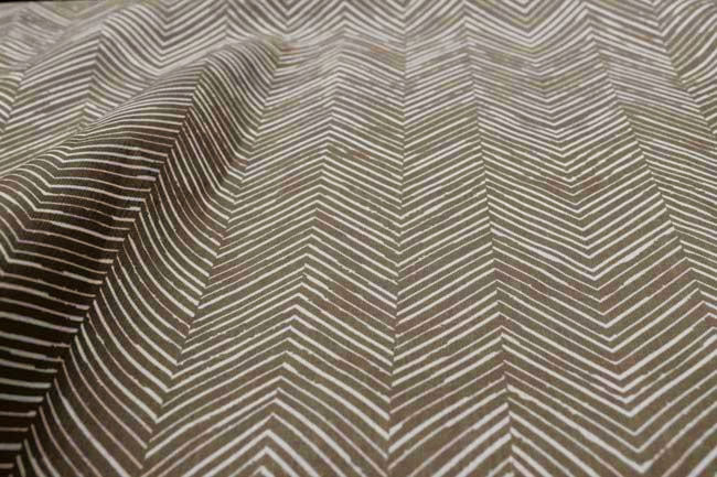 Lulu Umber - White fabric with Brown Print. Abstract Print, Linen Mix