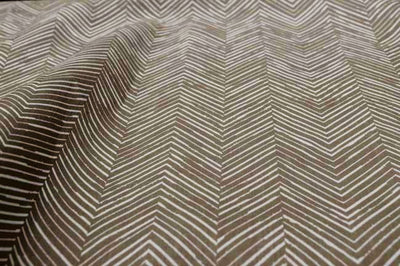 Lulu Umber - White fabric with Brown Print. Abstract Print, Linen Mix
