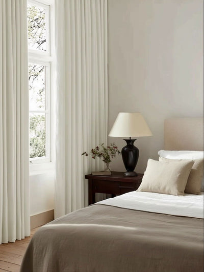 Made To Measure Curtains White for Bedroom - Blackout Lined