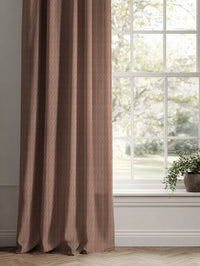 Red / Orange Striped Linen Curtains - Laila Terracotta - Natural base fabric.