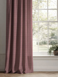 Red Striped Linen Curtains - Laila Wine - Natural base fabric.