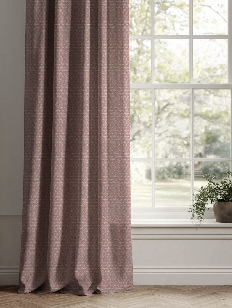 Pink Botanical Linen Curtains - Saana Dusty Pink - Natural base fabric.
