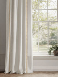 Orange / Yellow Striped Linen Curtains - Berit Ochre - White base fabric.