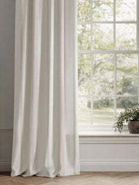 Pink Striped Linen Curtains - Brea Peony-WHT - White base fabric.