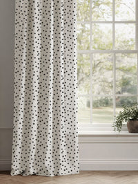 Black Spotted Linen Curtains - Dottie Noir-WHT - White base fabric.