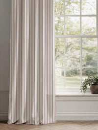 Pink Patterned Linen Curtain - Fionna Peony-WHT - White base fabric.