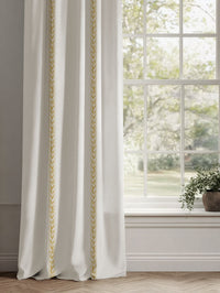 Yellow Striped Linen Curtains - Helena Dijon - White base fabric.