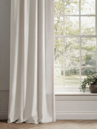 Pink Striped Linen Curtains - Rune Peony - White base fabric.