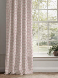 Pink Abstract Linen Curtain - Unica Dusty Pink-WHT - White base fabric.
