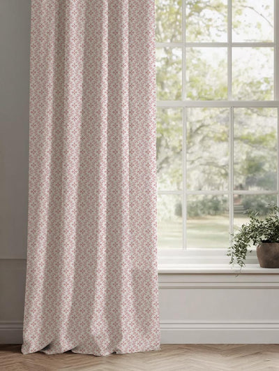 Pink Abstract Linen Curtain - Unica Dusty Pink-WHT - White base fabric.