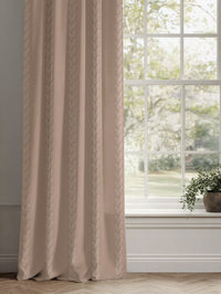 Shena New Blush INV Curtain - White fabric with botanical Pink inverted  print