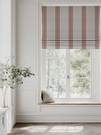 Red / Orange Striped Linen Roman blind - Bella Terracotta - Natural base fabric.