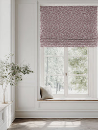 Red / Pink Botanical Linen Roman blind - Fita Wine Pink - Natural base fabric.