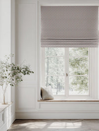 Pink Floral Linen Roman blind - Hilla Pink Greige - Natural base fabric.