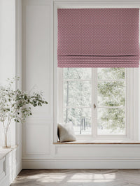 Red Patterned Linen Roman blind - Nella Cherry - Natural base fabric.