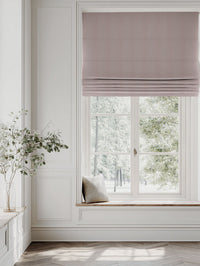 Pink Striped Linen Roman blind - Pinni Dusty Pink - Natural base fabric.
