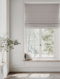 Red / Orange Striped Linen Roman blind - Solveig Terracotta - Natural base fabric.