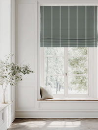Rana Sage - Light Green roman blind with hand drawn stripes