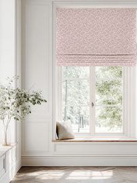 Pink Botanical Linen Roman blind - Fita Peony-WHT - White base fabric.