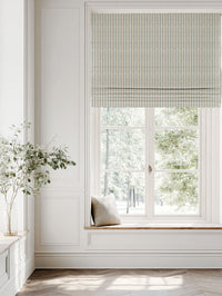 Orange / Yellow Patterned Linen Roman blind - Hilda Ochre - White base fabric.