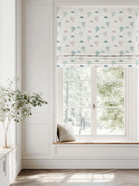 Pink Kids Linen Roman blind - Sky Ride Pink - White base fabric.