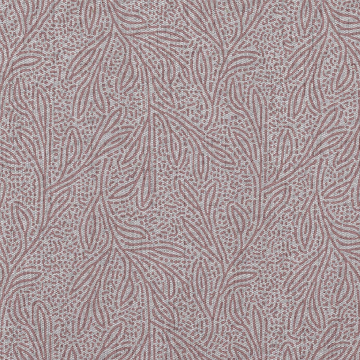 Pink Patterned Linen Curtain Fabric - Alma Dusty Pink - Natural base fabric