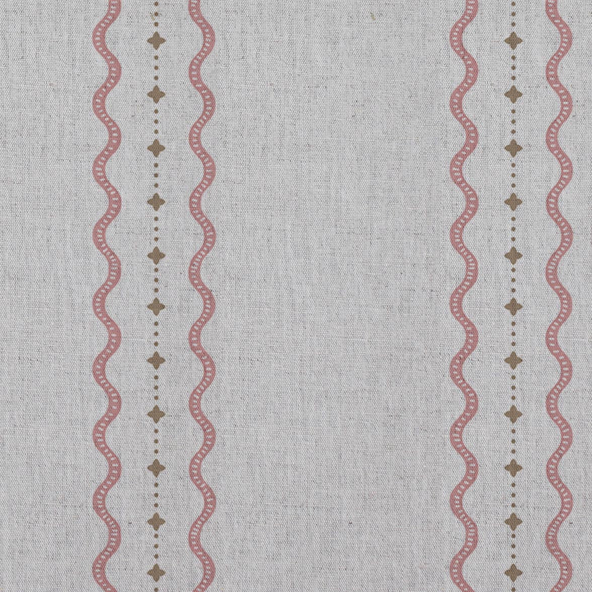 Pink and Brown Patterned Linen Curtain Fabric - Daphne Dusty Pink - Natural base fabric.