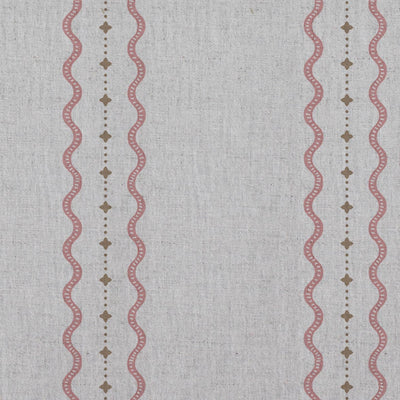 Pink and Brown Patterned Linen Curtain Fabric - Daphne Dusty Pink - Natural base fabric.