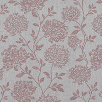 Pink Floral Linen Curtain Fabric - Hulsey Dusty Pink - Natural base fabric.