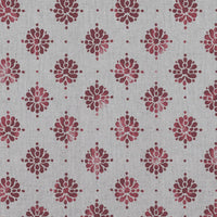 Red Abstract Floral Linen Curtain Fabric - Lany Wine  - Natural base fabric.