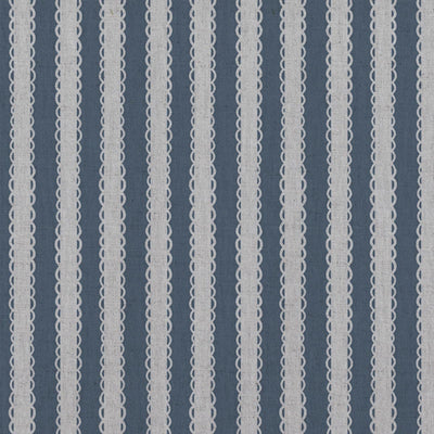 Blue Striped Linen Curtain Fabric - Lisabella Denim - Natural base fabric.