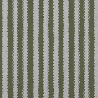 Green Striped Linen Curtain Fabric - Lisabella Khaki - Natural base fabric.