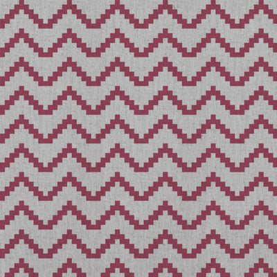 Red Patterned Linen Curtain Fabric - Azig Cherry - Natural base fabric.