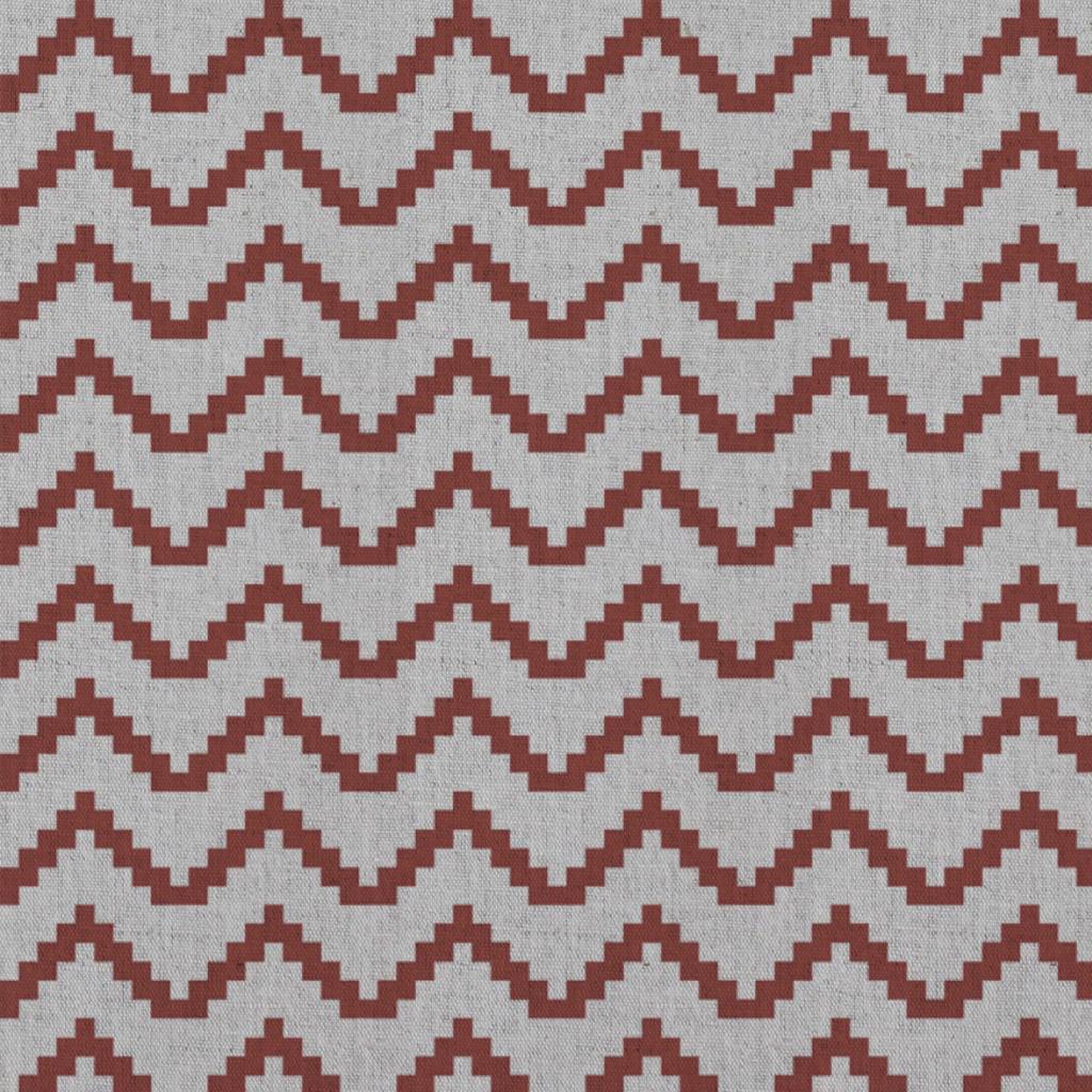 Red Patterned Linen Curtain Fabric - Azig Crimson Red - Natural base fabric.