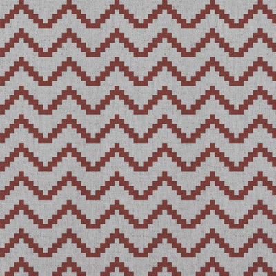 Red Patterned Linen Curtain Fabric - Azig Crimson Red - Natural base fabric.