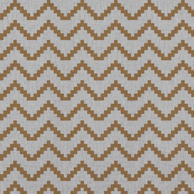 Orange / Yellow Patterned Linen Curtain Fabric - Azig Gold Ochre - Natural base fabric.