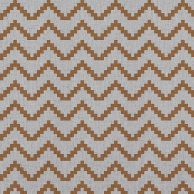Orange Patterned Linen Curtain Fabric - Azig Tangerine - Natural base fabric.