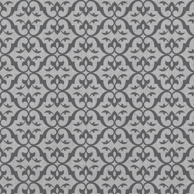 Grey Patterned Linen Curtain Fabric - Brita Ash - Natural base fabric.