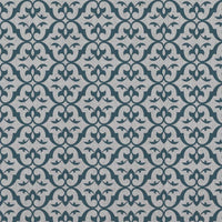 Blue Patterned Linen Curtain Fabric - Brita Blue Stone - Natural base fabric.
