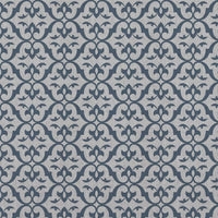 Blue Patterned Linen Curtain Fabric - Brita Denim - Natural base fabric.