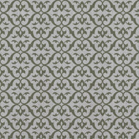 Green Patterned Linen Curtain Fabric - Brita Moss - Natural base fabric.